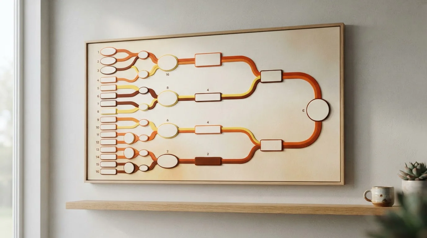 Abstrakte Turniertafel aus farbigen Linien und Begegnungsfeldern